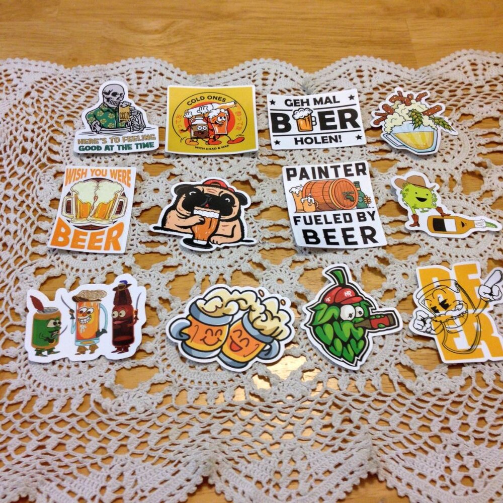 Fun peel-off adult stickers, beer theme